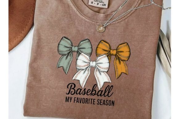 Baseball Bow PNG for Game Day Shirt Designs