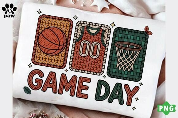 Game Day Basketball PNG: Elevate Your Designs with Faux Yarn Charm
