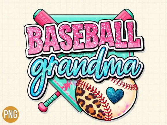 Glitter Baseball Grandma Game Day PNG