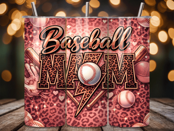 Leopard Baseball Mom Game Day Tumbler Design for Custom Tumbler Projects