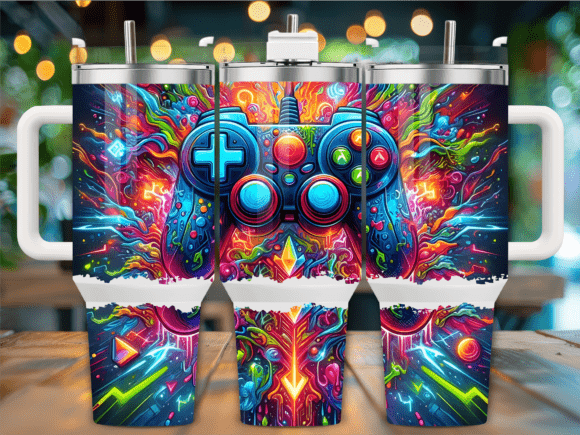 Neon Video Game 40oz Tumbler Wrap: A Practical Design Resource for Custom Creators