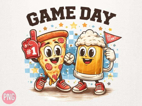 Pizza and Beer Game Day Sports PNG Design