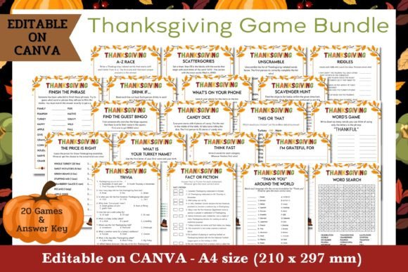 Thanksgiving Game Bundle - Editable: A Flexible Option for Family Gatherings